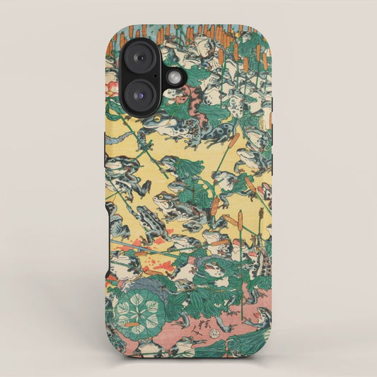 Fashionable Battle of Frogs by Kawanabe Kyosai, 1864 iPhone Case Gallery Image 1
