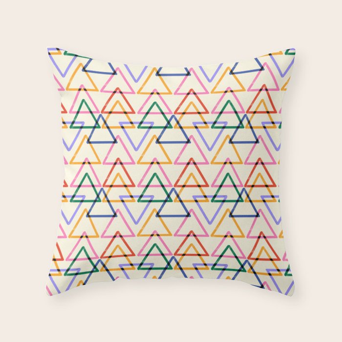 Colorful Triangle Stamp Pattern Throw Pillow Gallery Image 2