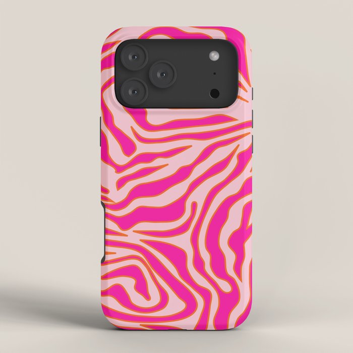 Zebra Print Pink And Orange Zebra Stripes Wild Animal Print Preppy Decor Modern Zebra Pattern iPhone Case Gallery Image 4