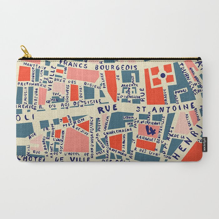 paris map blue Carry All Pouch Gallery Image 2