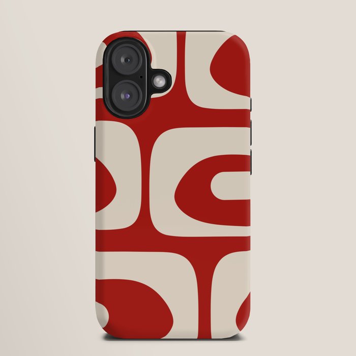 Retro Piquet Mid Century Modern Abstract Pattern in Red and Almond Cream iPhone Case Gallery Image 9