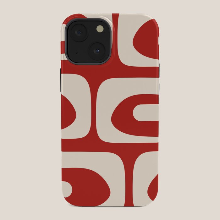 Retro Piquet Mid Century Modern Abstract Pattern in Red and Almond Cream iPhone Case Gallery Image 34