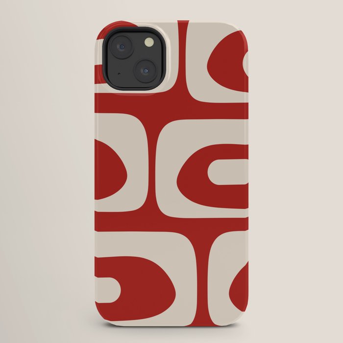 Retro Piquet Mid Century Modern Abstract Pattern in Red and Almond Cream iPhone Case Gallery Image 26