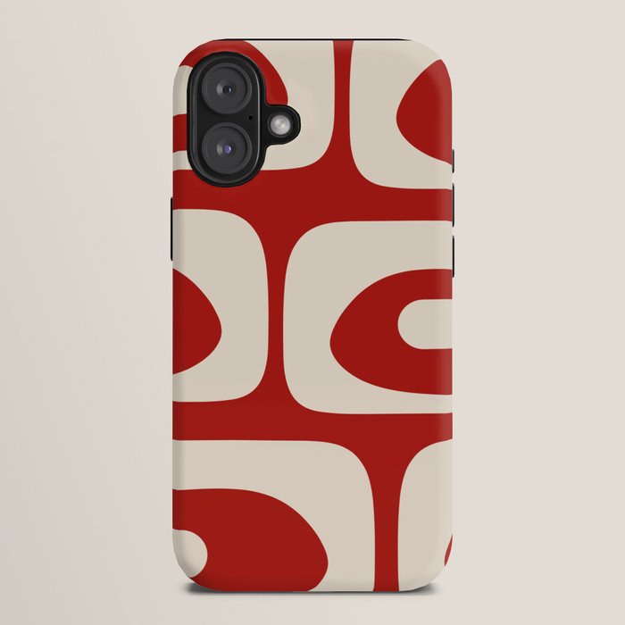 Retro Piquet Mid Century Modern Abstract Pattern in Red and Almond Cream iPhone Case Gallery Image 10