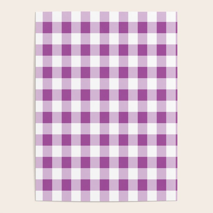 Gingham Large Lavender Amethyst White Poster Gallery Image 3
