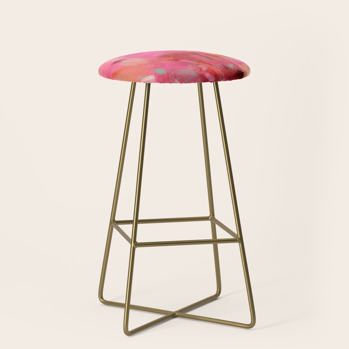 pink floral illusion abstract art Stool Gallery Image 2
