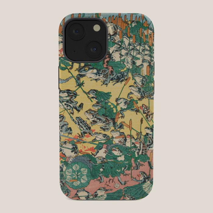 Frog Battle Japanese Print by Kawanabe Kyosai, 1864 iPhone Case Gallery Image 34