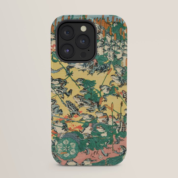 Frog Battle Japanese Print by Kawanabe Kyosai, 1864 iPhone Case Gallery Image 23