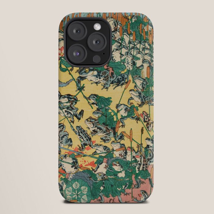 Frog Battle Japanese Print by Kawanabe Kyosai, 1864 iPhone Case Gallery Image 20