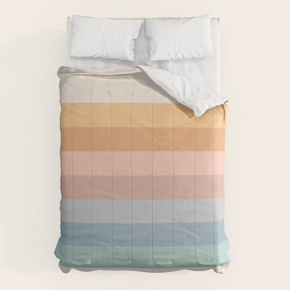 Pastel Retro Rainbow Stripes Comforter Gallery Image 6