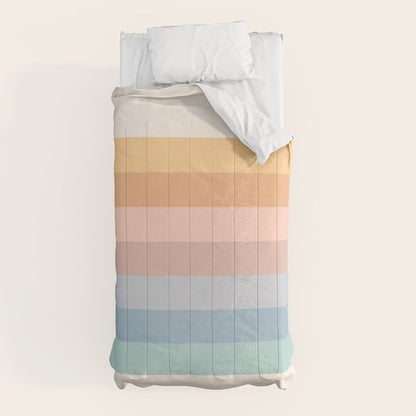 Pastel Retro Rainbow Stripes Comforter Gallery Image 10
