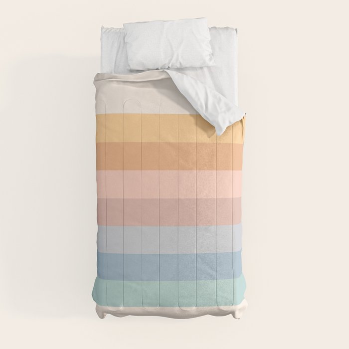 Pastel Retro Rainbow Stripes Comforter Gallery Image 9