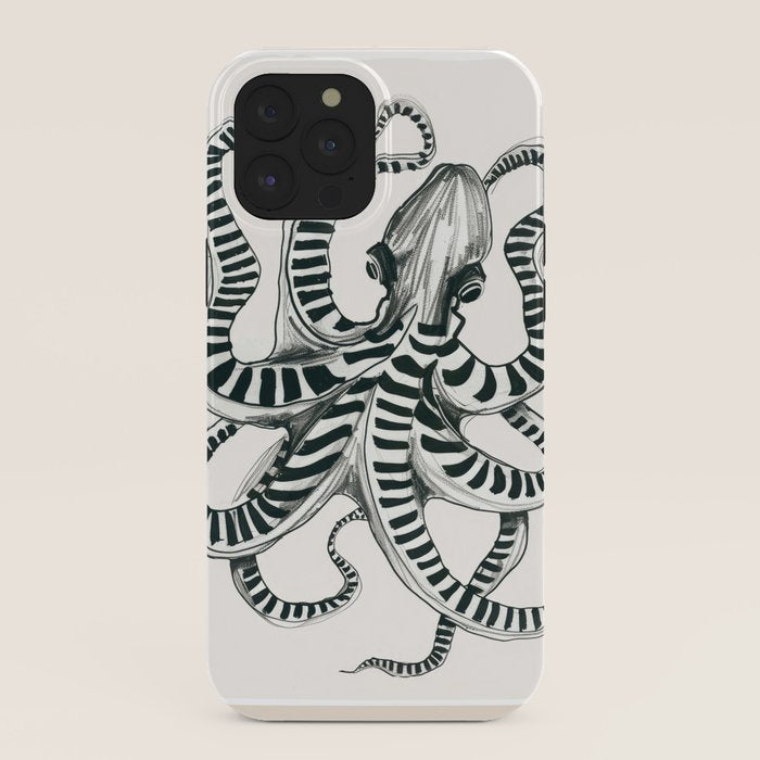 Striped Octopus Ink Drawing iPhone Case Gallery Image 40