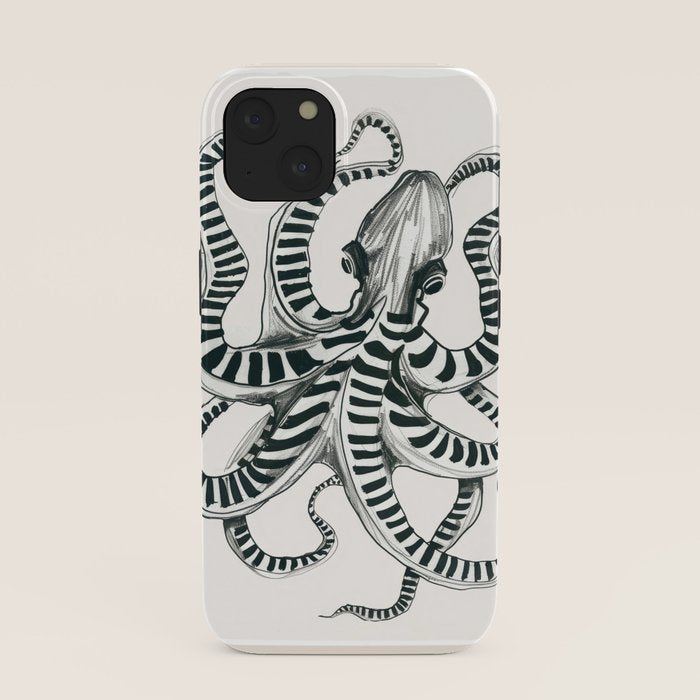 Striped Octopus Ink Drawing iPhone Case Gallery Image 37