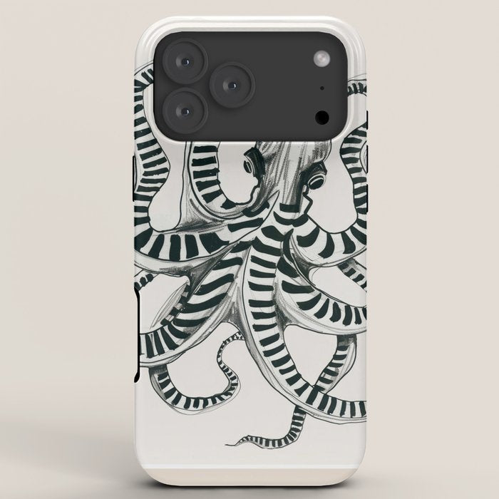 Striped Octopus Ink Drawing iPhone Case Gallery Image 8