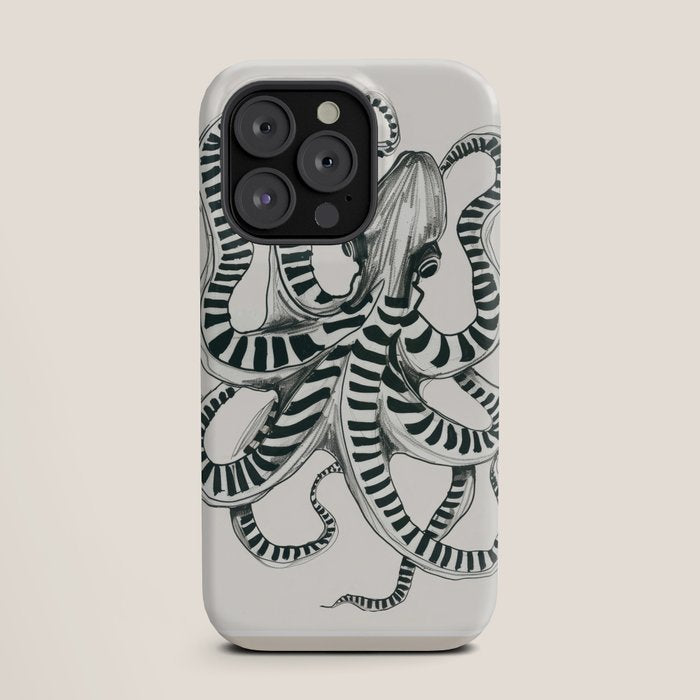 Striped Octopus Ink Drawing iPhone Case Gallery Image 19