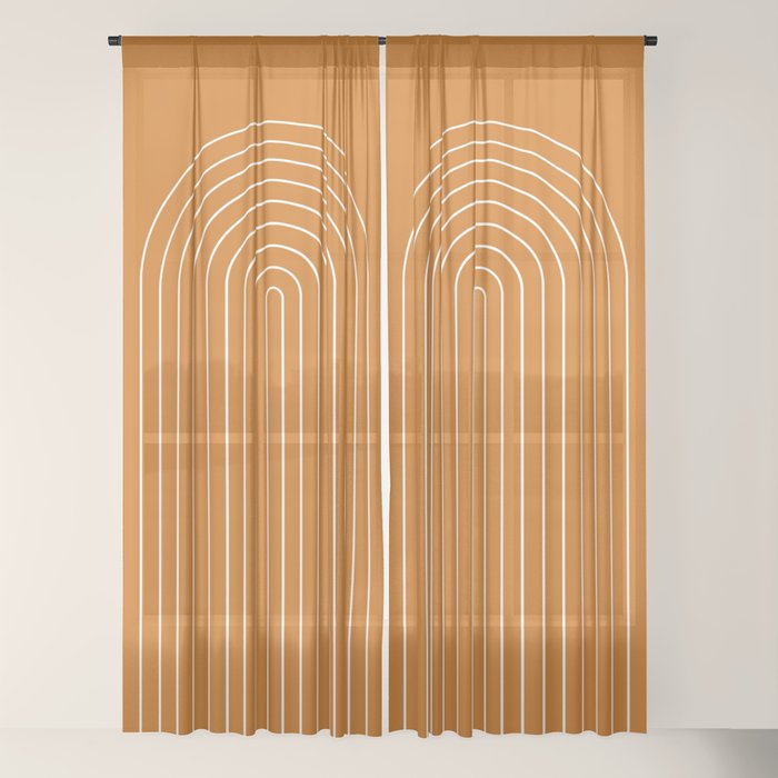 Minimal Arch XXII Bright 70s Orange Modern Geometric Lines Window Curtain Gallery Image 18