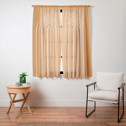 Minimal Arch XXII Bright 70s Orange Modern Geometric Lines Window Curtain Gallery Image 15
