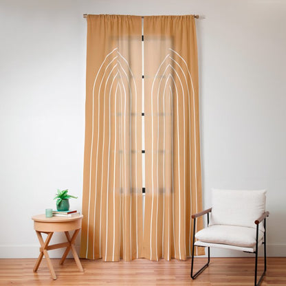 Minimal Arch XXII Bright 70s Orange Modern Geometric Lines Window Curtain Gallery Image 16