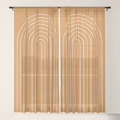 Minimal Arch XXII Bright 70s Orange Modern Geometric Lines Window Curtain Gallery Image 17