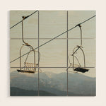 Chairlift in Mountains - Summer Evening Skiing Lift - Fine Art Photography Wood Wall Art Gallery Image 1