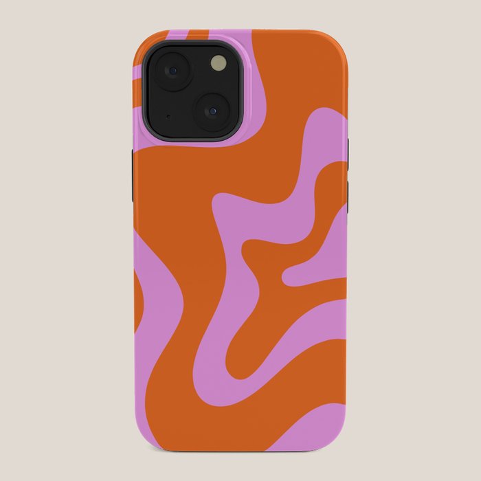 Retro Liquid Swirl Abstract Pattern in Hot Pink and Red-Orange iPhone Case Gallery Image 34