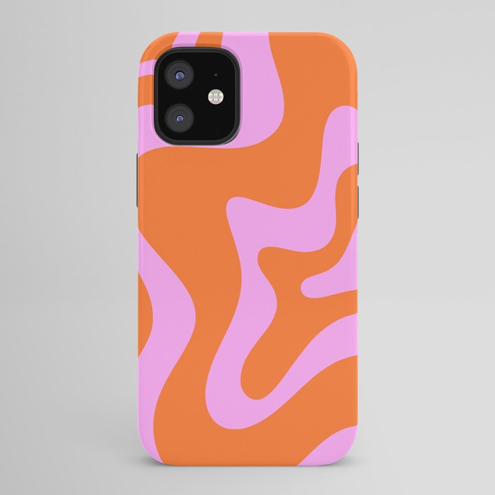 Retro Liquid Swirl Abstract Pattern in Hot Pink and Red-Orange iPhone Case Gallery Image 42