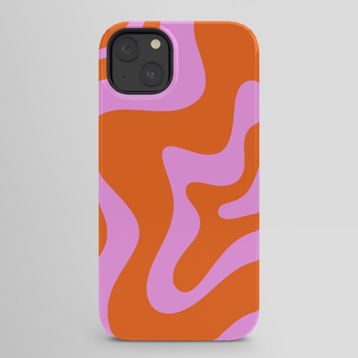 Retro Liquid Swirl Abstract Pattern in Hot Pink and Red-Orange iPhone Case Gallery Image 22