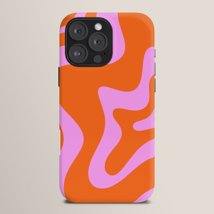 Retro Liquid Swirl Abstract Pattern in Hot Pink and Red-Orange iPhone Case Gallery Image 16