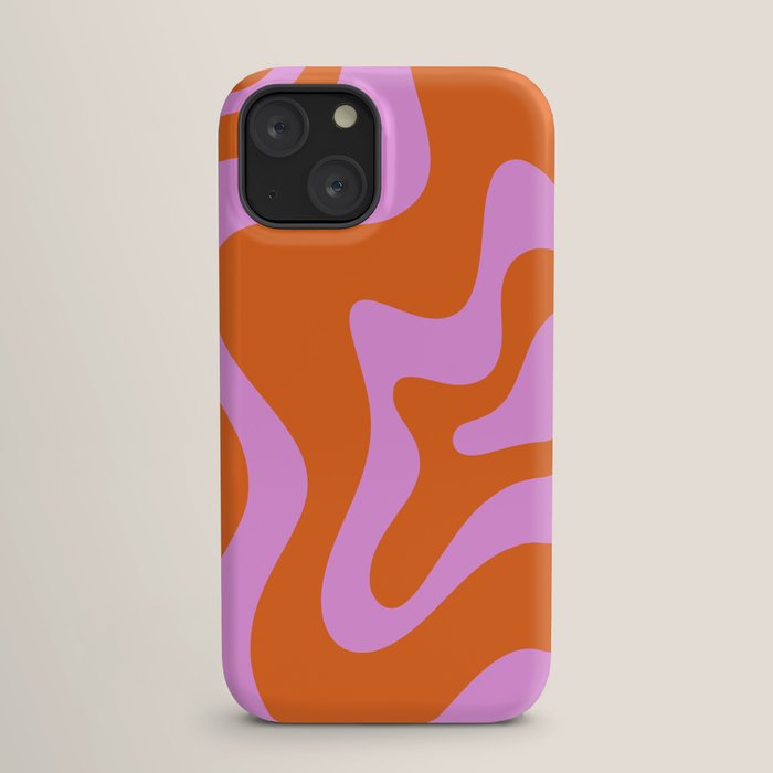 Retro Liquid Swirl Abstract Pattern in Hot Pink and Red-Orange iPhone Case Gallery Image 17