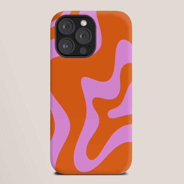 Retro Liquid Swirl Abstract Pattern in Hot Pink and Red-Orange iPhone Case Gallery Image 20
