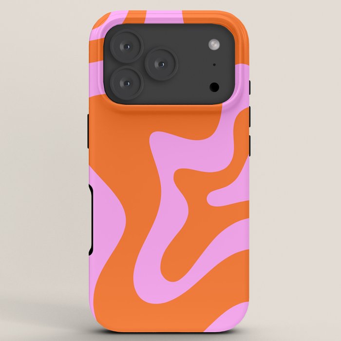 Retro Liquid Swirl Abstract Pattern in Hot Pink and Red-Orange iPhone Case Gallery Image 7