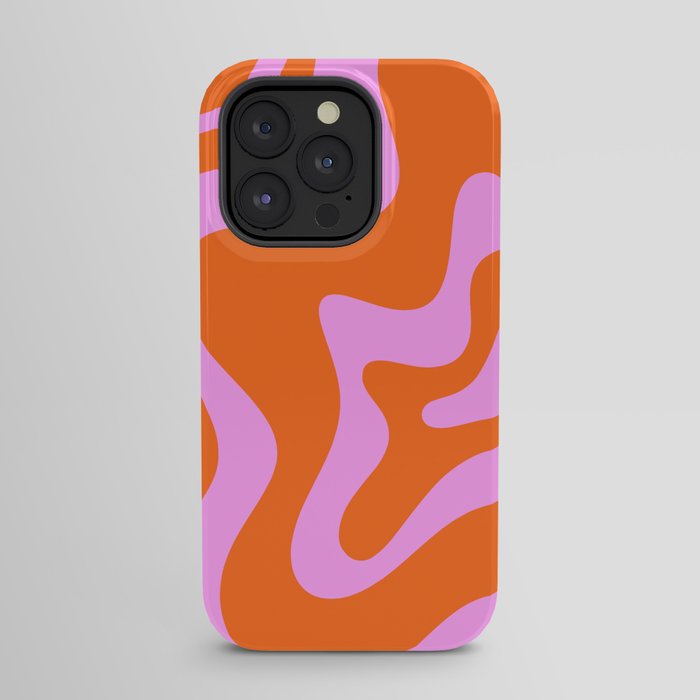 Retro Liquid Swirl Abstract Pattern in Hot Pink and Red-Orange iPhone Case Gallery Image 31