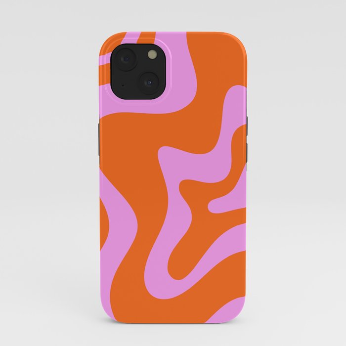 Retro Liquid Swirl Abstract Pattern in Hot Pink and Red-Orange iPhone Case Gallery Image 37