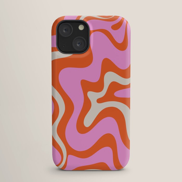 Retro Liquid Swirl Abstract Pattern Bright Pink Orange Cream iPhone Case Gallery Image 17