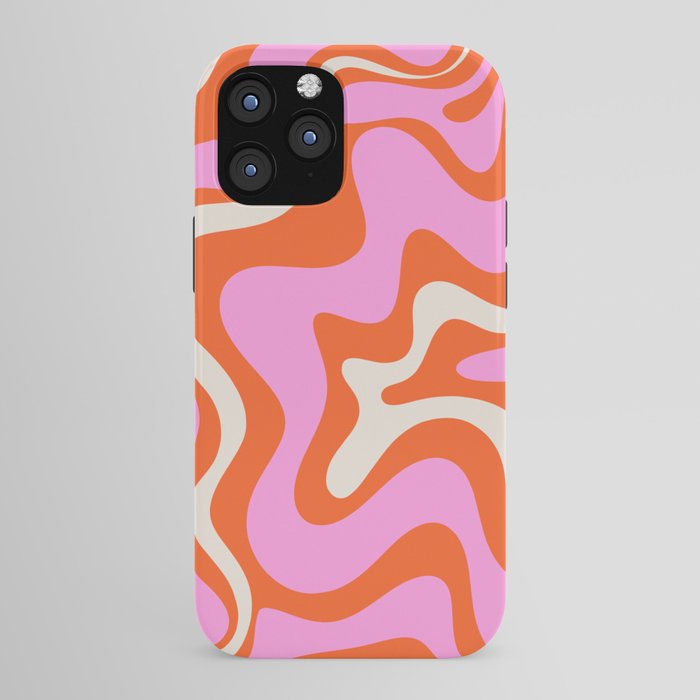 Retro Liquid Swirl Abstract Pattern Bright Pink Orange Cream iPhone Case Gallery Image 43