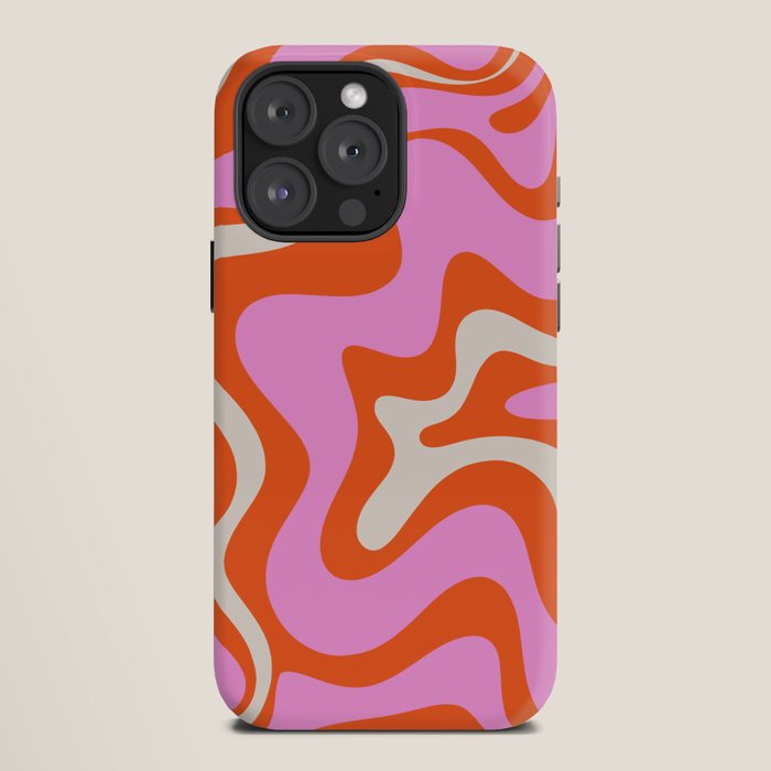 Retro Liquid Swirl Abstract Pattern Bright Pink Orange Cream iPhone Case Gallery Image 12