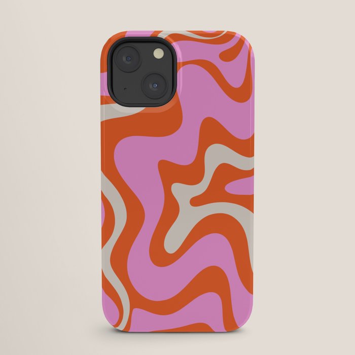 Retro Liquid Swirl Abstract Pattern Bright Pink Orange Cream iPhone Case Gallery Image 25