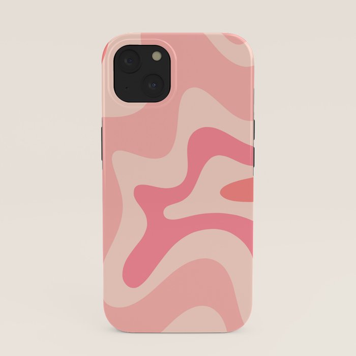 Retro Liquid Swirl Abstract Pattern Square In Blush Pink Tones iPhone Case Gallery Image 37