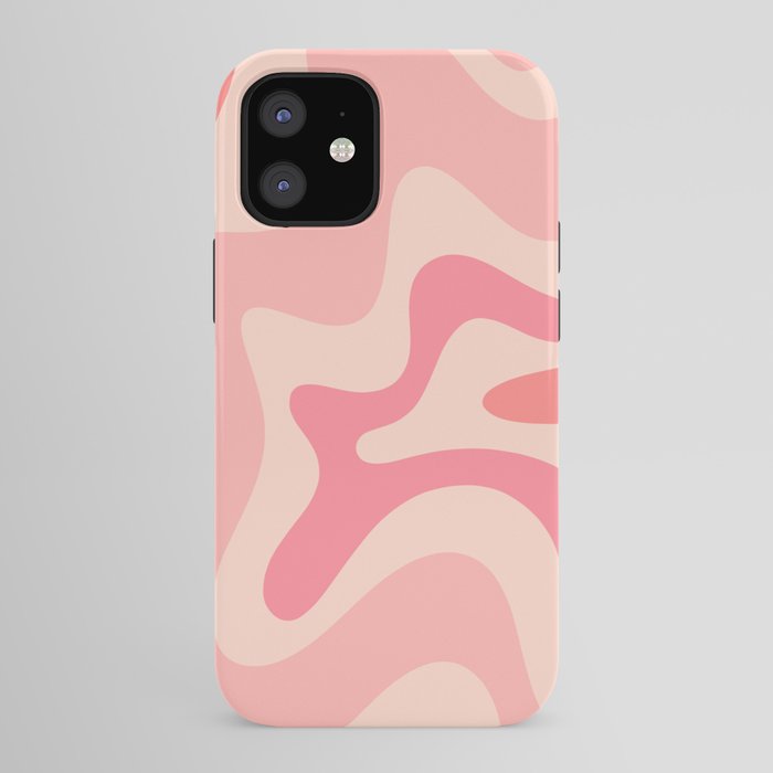 Retro Liquid Swirl Abstract Pattern Square In Blush Pink Tones iPhone Case Gallery Image 41