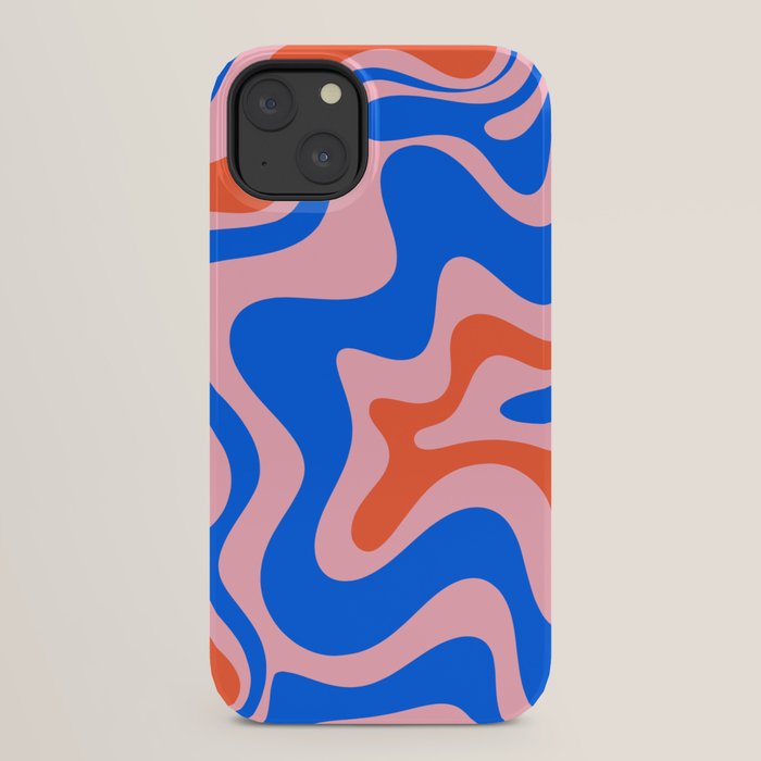Retro Liquid Swirl Abstract Pattern in Pink, Red-Orange, and Bright Blue iPhone Case Gallery Image 30