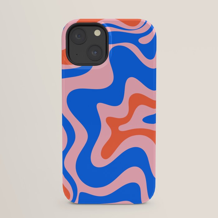 Retro Liquid Swirl Abstract Pattern in Pink, Red-Orange, and Bright Blue iPhone Case Gallery Image 21