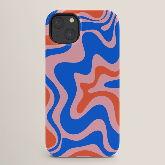 Retro Liquid Swirl Abstract Pattern in Pink, Red-Orange, and Bright Blue iPhone Case Gallery Image 26