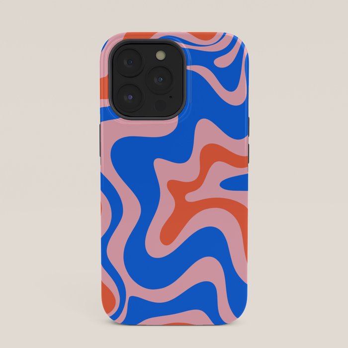Retro Liquid Swirl Abstract Pattern in Pink, Red-Orange, and Bright Blue iPhone Case Gallery Image 35