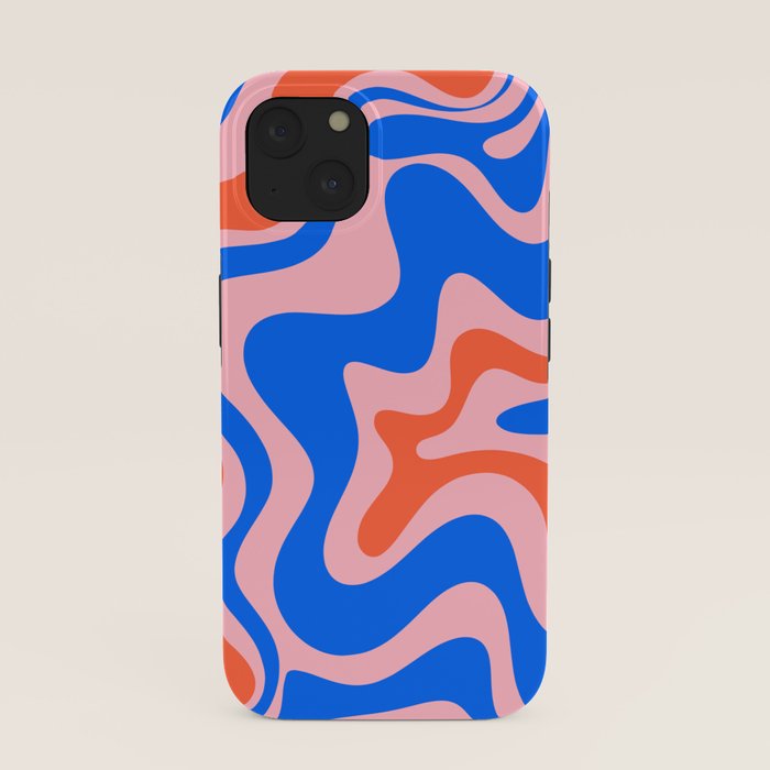 Retro Liquid Swirl Abstract Pattern in Pink, Red-Orange, and Bright Blue iPhone Case Gallery Image 37
