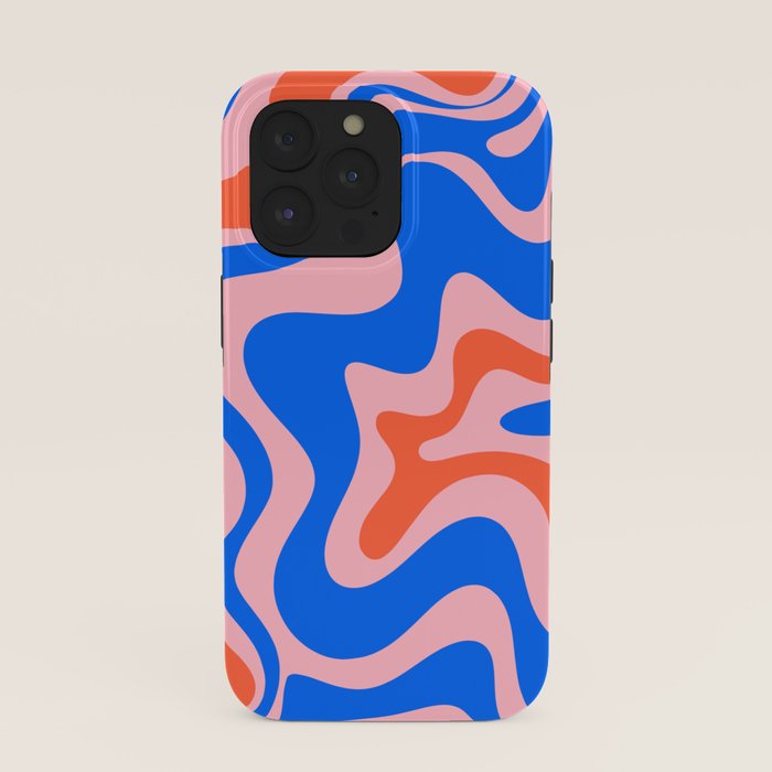 Retro Liquid Swirl Abstract Pattern in Pink, Red-Orange, and Bright Blue iPhone Case Gallery Image 39