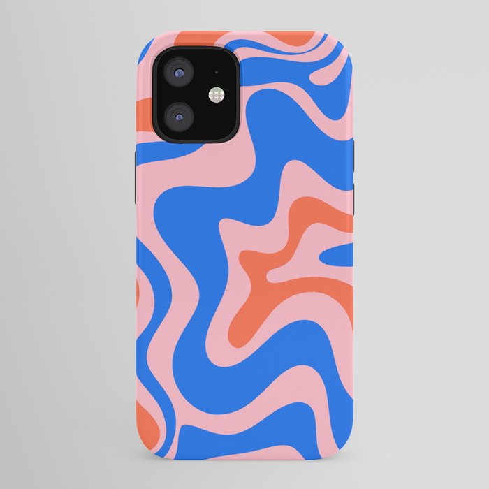 Retro Liquid Swirl Abstract Pattern in Pink, Red-Orange, and Bright Blue iPhone Case Gallery Image 41
