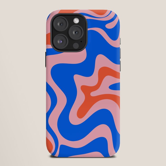 Retro Liquid Swirl Abstract Pattern in Pink, Red-Orange, and Bright Blue iPhone Case Gallery Image 12