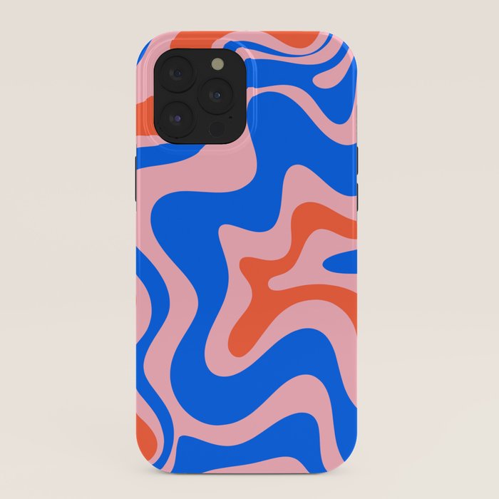 Retro Liquid Swirl Abstract Pattern in Pink, Red-Orange, and Bright Blue iPhone Case Gallery Image 40