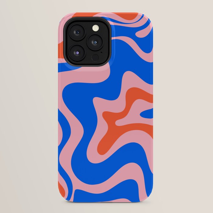 Retro Liquid Swirl Abstract Pattern in Pink, Red-Orange, and Bright Blue iPhone Case Gallery Image 32